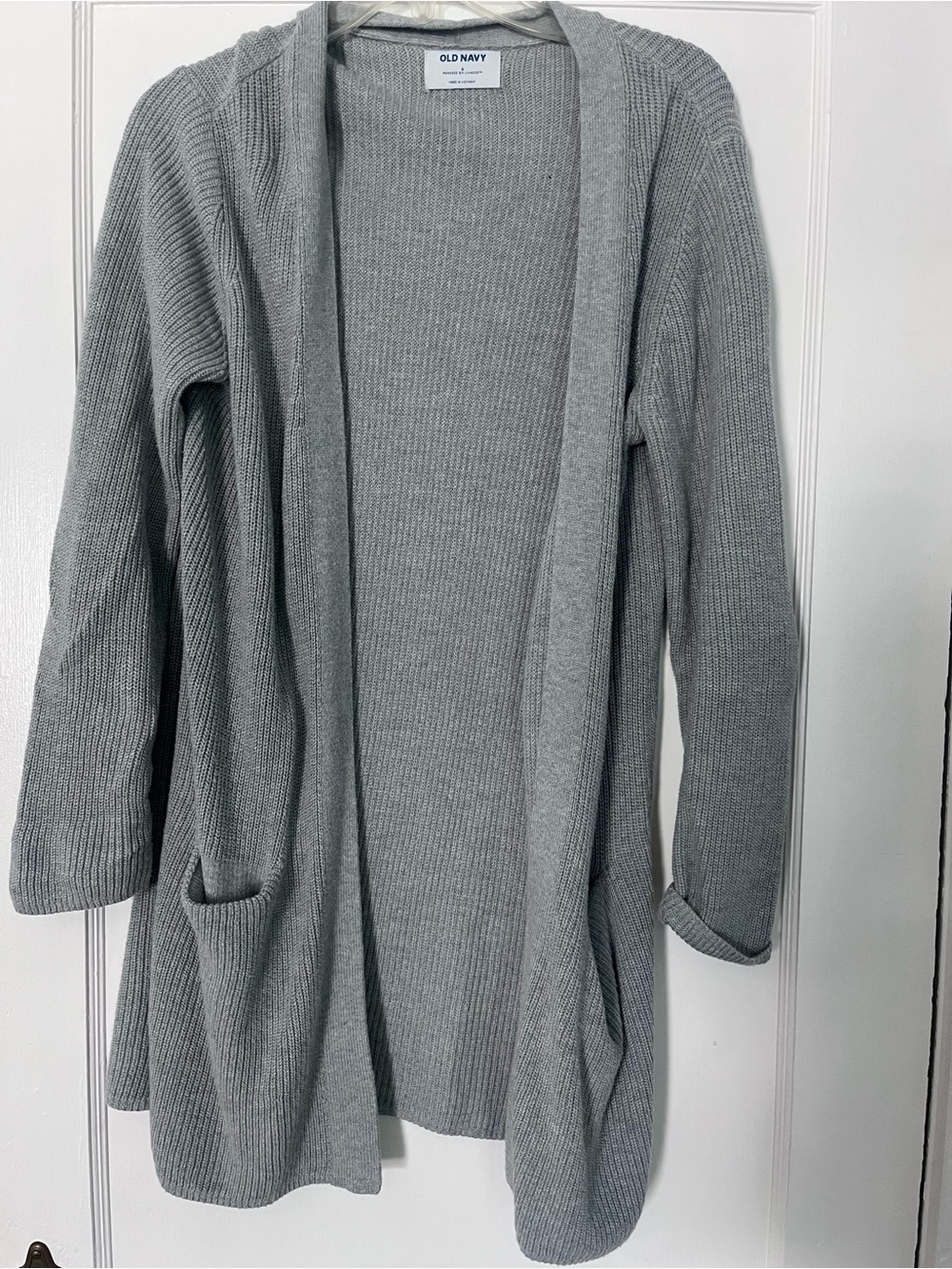 Old Navy Light Gray Ribbed Knit Cardigan